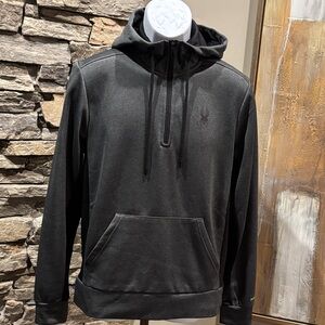 Spyder Dark Charcoal Gray with Black Stripe under Arm Hoodie